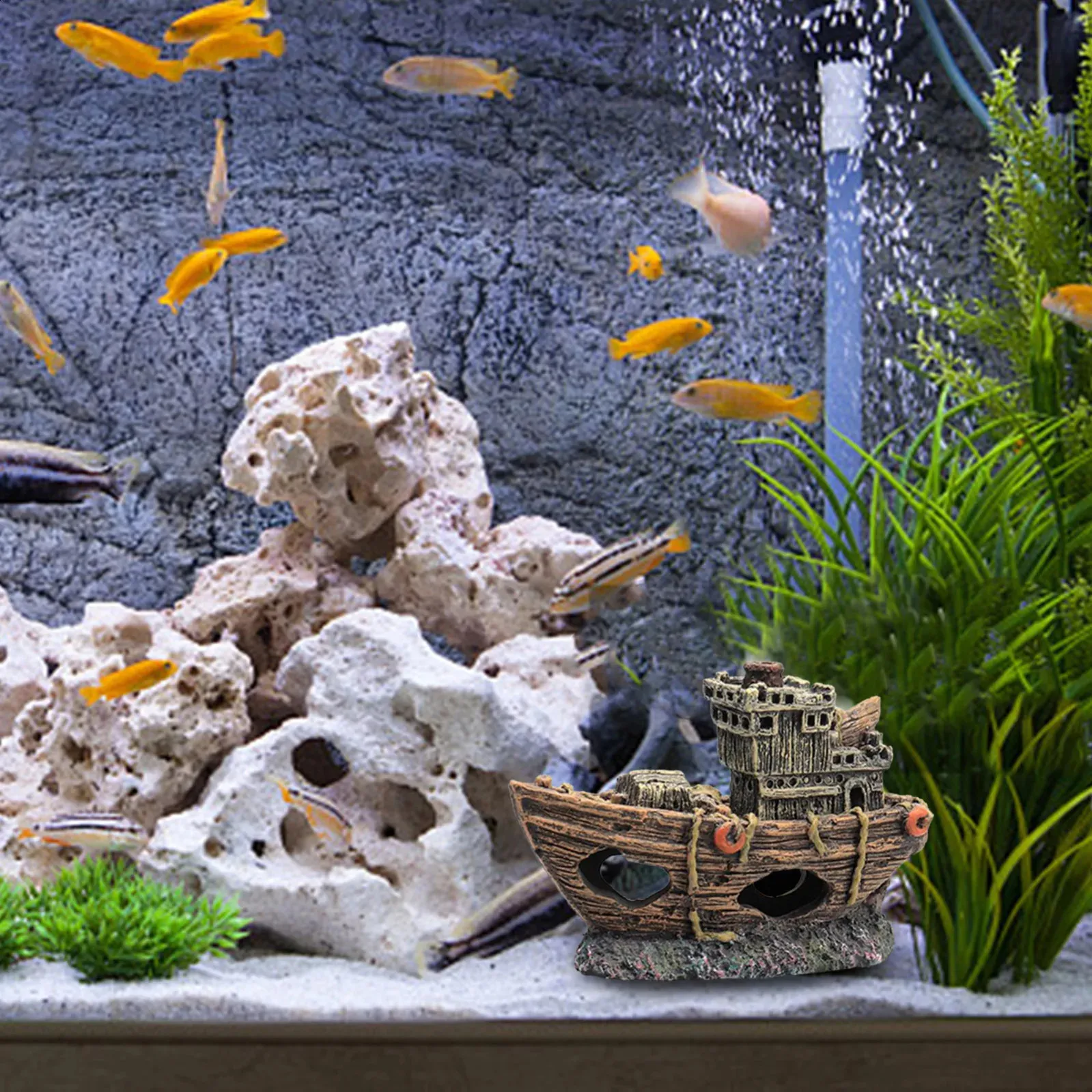 Shipwreck Aquarium Decorations AWXZOM Aquarium Shipwreck