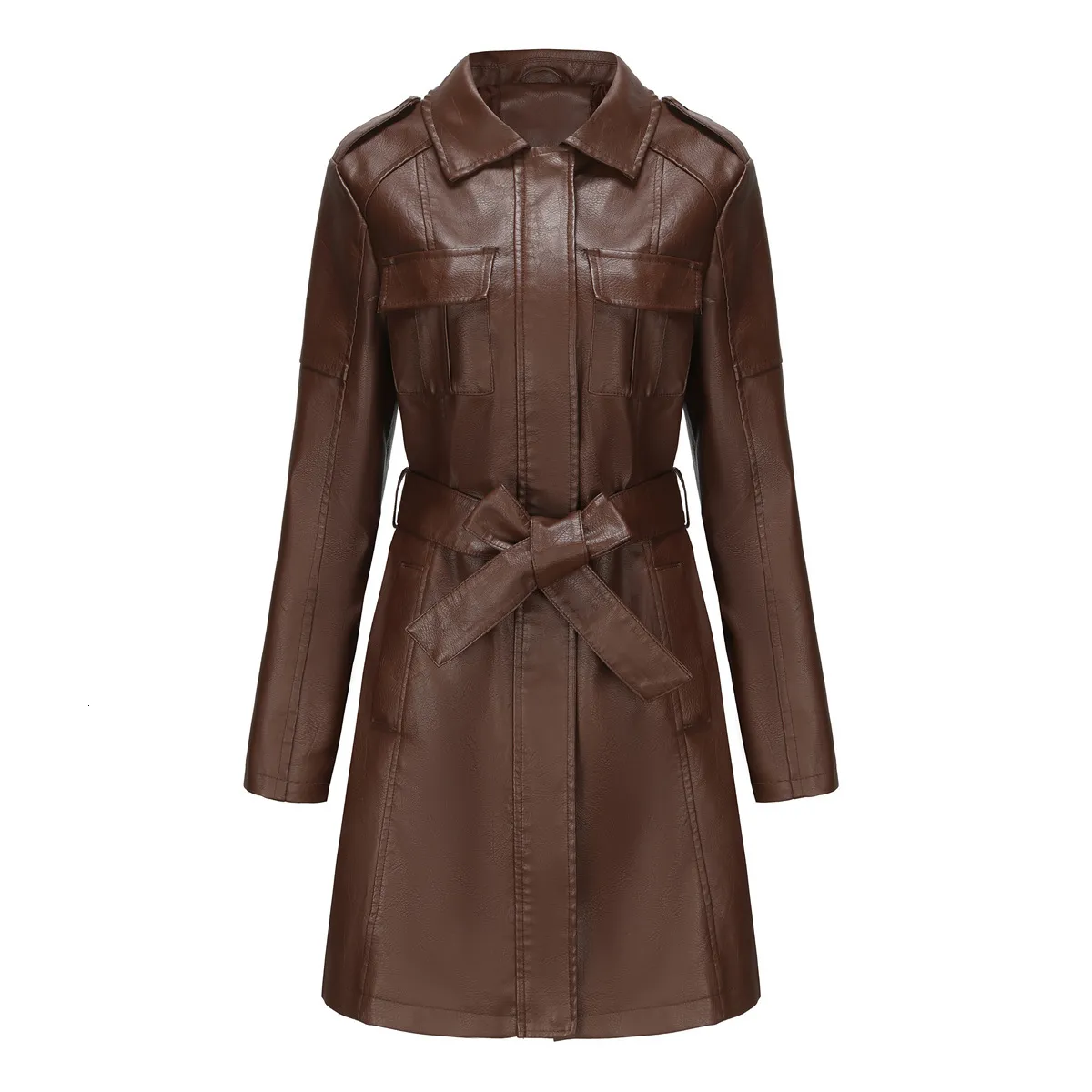 ジャケット・アウター less tailor long coat brown Leather Trench Coat | Karen Millen