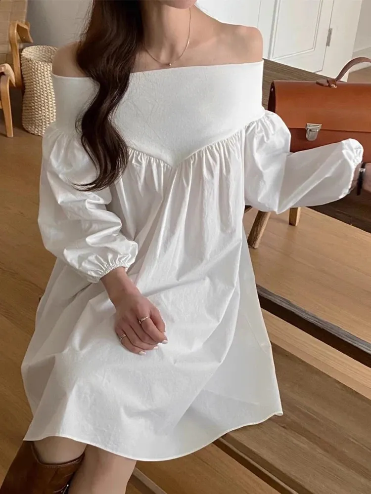 Chic White Shirt Dress: Sexy Slash Neck, Loose Fit - Shop White Dresses  Now! Best Seller! from Dhgate Urban Sexy Dresses - price 58.05