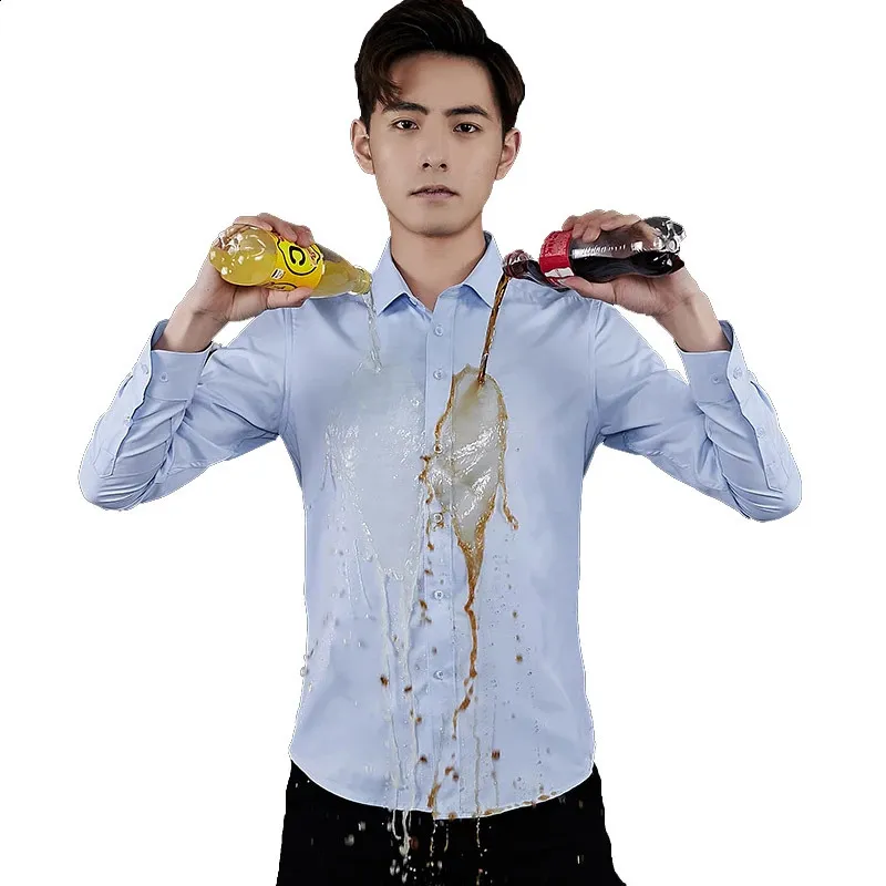 hydrophobic dress shirt The Lane Hydrophobic Shirt for Men - Sunrise Orange (Rich Navy))