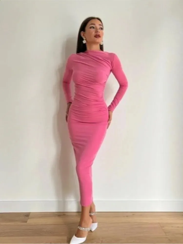 princess polly baby blue dress Club London Pink Bodycon Long Sleeve Formal Maxi Dress 12 main image 0