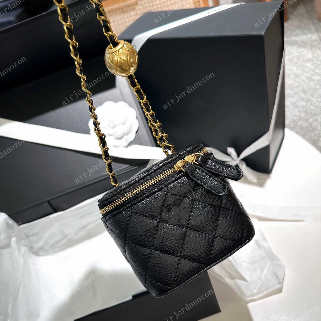 Luxury Designer Mini Vanity Bag With Chain Handle, Quilted