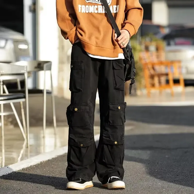【30%OFF】 Baggy Mens Color Solid Vintage Cargo Multi With Men Pants Clothing