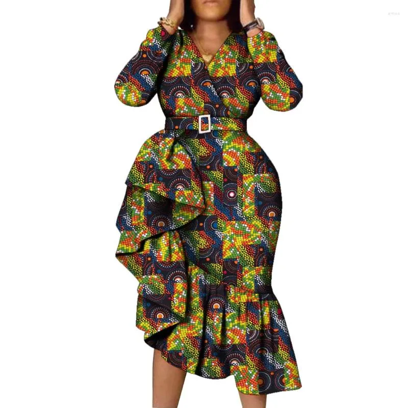 WY676 Ethnic Wax Printed Long Sleeve Dress With Ruffle And Irregular Hemline For Womens Party Plus Size Womens Clothing From Aimea 55.29 DHgate.Com