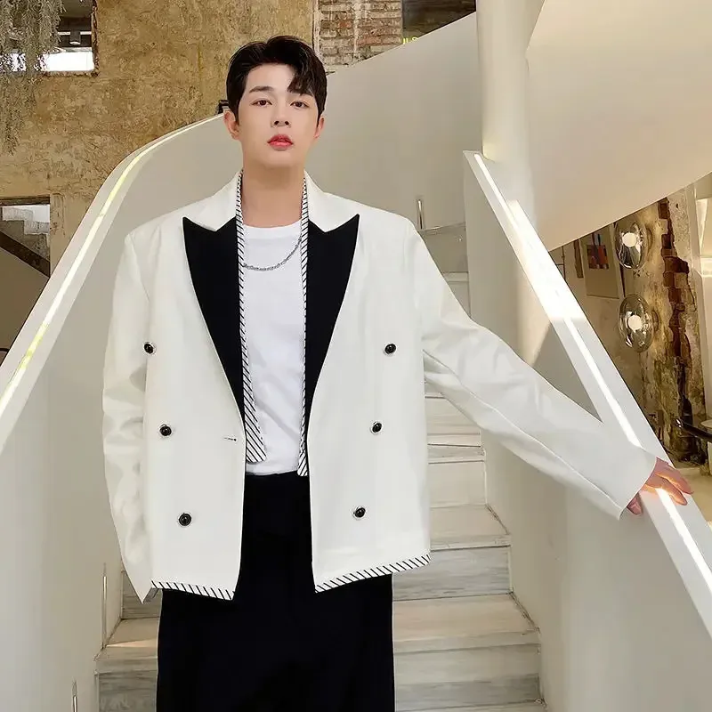 Striped Oversize Jacket: Double-Breasted Mens Suit Blazer Plus Big