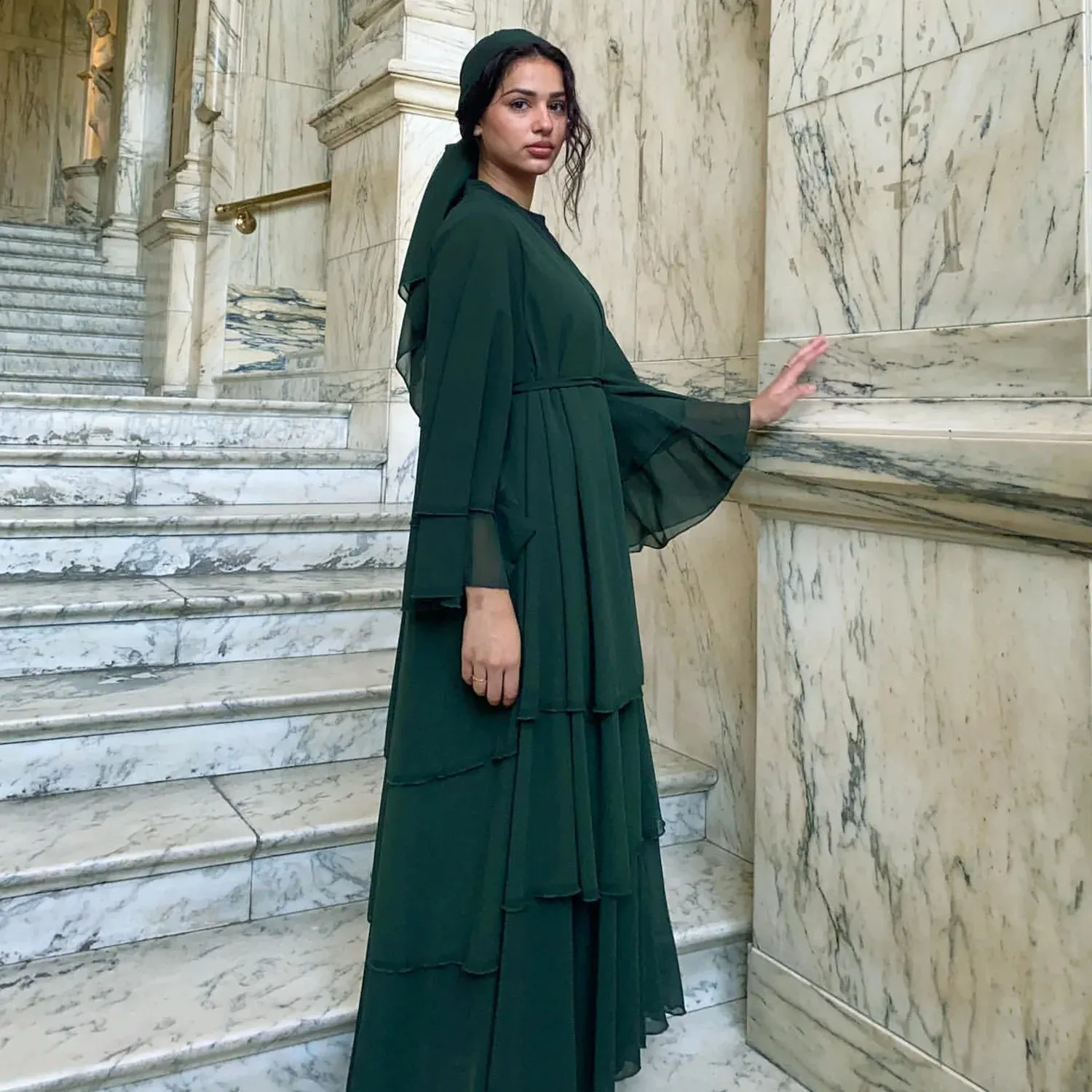 Eid Muslim Abaya for Women Chiffon 3 Layers Cardigan Robe Jalabiya Dresses  Ramadan from Dhgate Ethnic Clothing - price 88.03