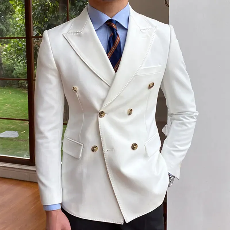 Mens Double Breasted Blazer Suit Jacket - British Style