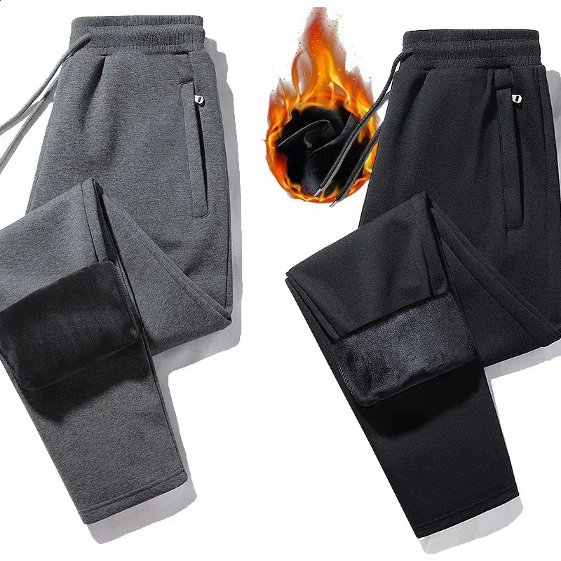 【DISCERNMENT】2line lamb's napping sweatpants Men's Winter Lamb Fleece Drawstring sweatpants gray
