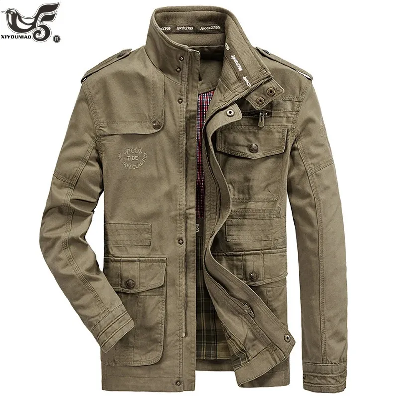 100% Cotton Men's Pilot Jacket: Durable Stylish Bomber Cargo Flight Jacket