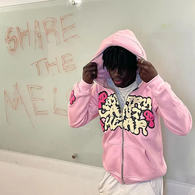 DHgate.com:Unisex Oversized Y2K Punk Zip-Up Hoodie in Pink: Aesthetic  Streetwear for All:Apparel