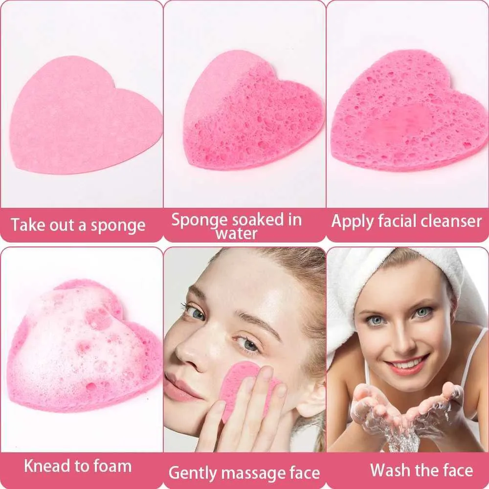 Compressed Cellulose Heart-Shaped Facial Sponges for Cleansing and ...