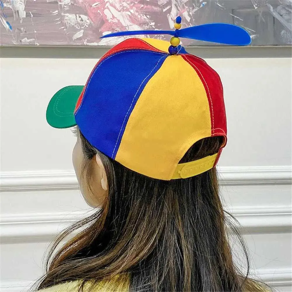 Whimsical Rainbow Dragonfly Hat Funny Propeller Baseball Cap for