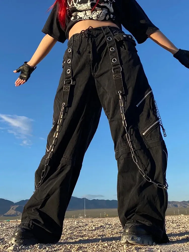 Cyberpunk Cargo Pants - Womens Baggy Hip Hop Trousers, Goblincore