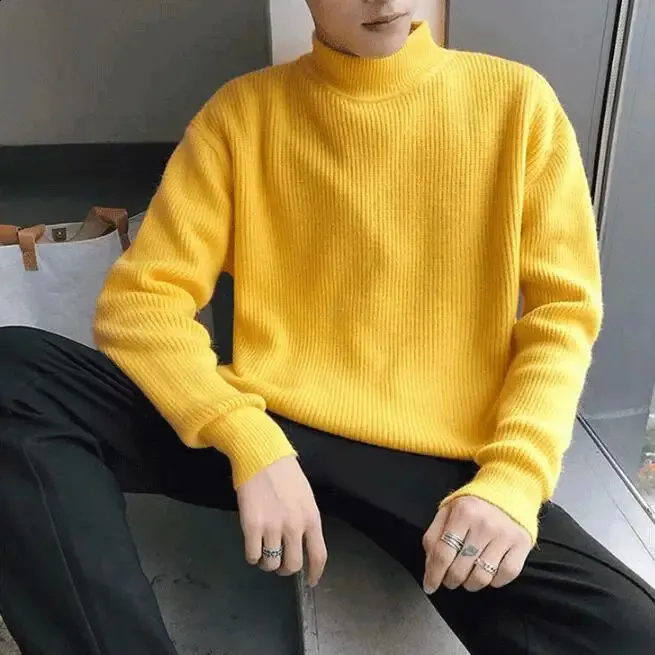 Style Yellow Sweaters Men Mustard Color Ootd Sweater Mustard