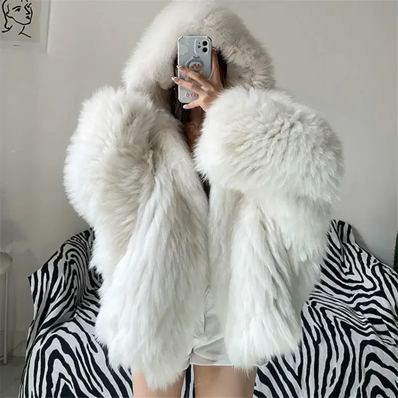 Puffy faux fur jacket deals