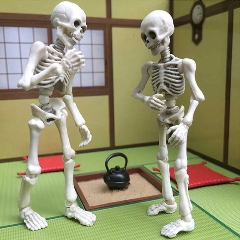 Figurine Squelette Posable 6 Pouces – Crâne Mobile, Halloween – Jouet Nouveauté Neuf