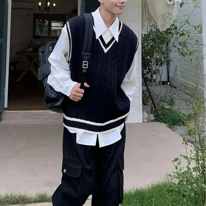 Sleek V Neck Tripwire Sweater Vest: Minimalist Preppy Style For