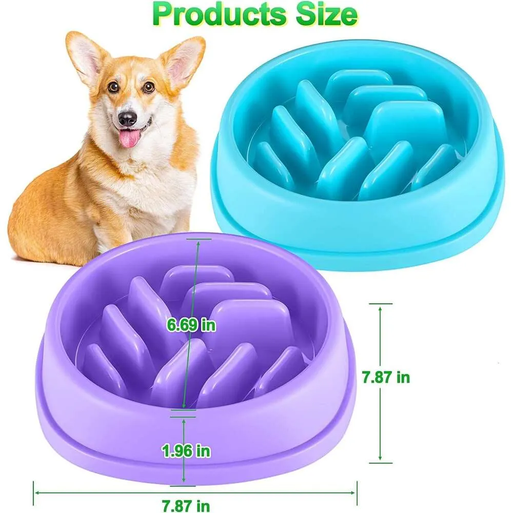 thumbnail image 2 of 2-Pack Slow Feeder Dog Bowls - Maze Design Anti-Choking Puzzle Bowls For Fast Eaters 2 of 11