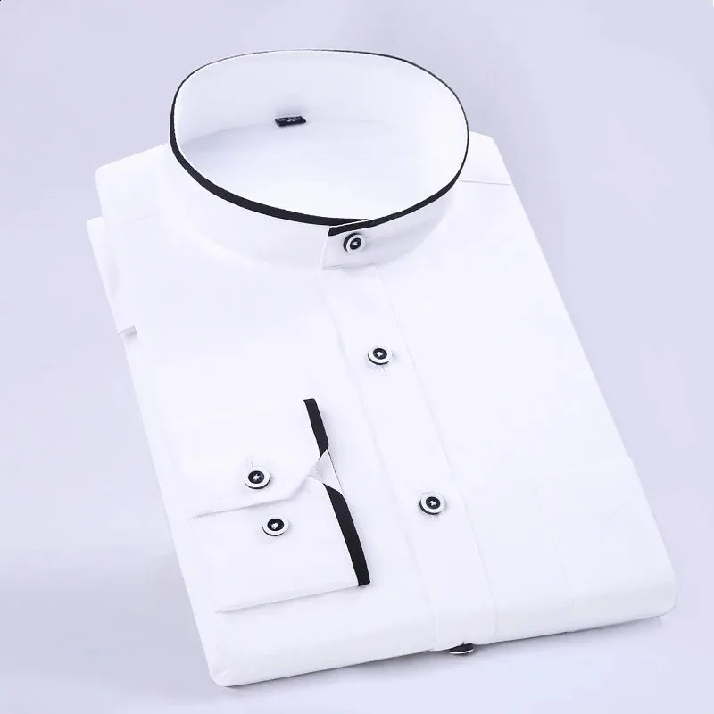 white christmas dresses Banded Collar Shirt – BLUE RIBBON STYLES main image 0