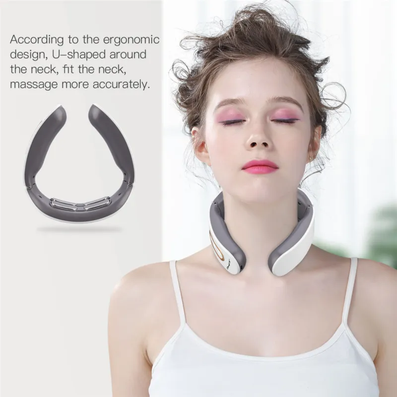 Smart Neck Massager 4D Pulse Heating 9 Modes Cervical Back Electric Portable Relaxing