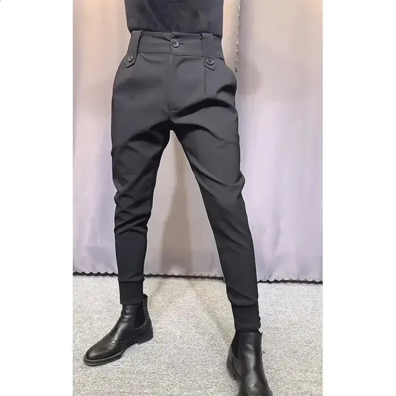 ankle cut dress pants mens Ultra Thin Length Pants, Business Fit Black Baby Doll choose the colour:cappuccino Royal Blue Double Buckle Formal pants Welcome to JXMVOJ Fashion