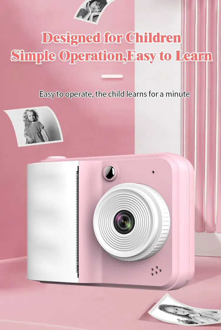 Children Instant Print Camera HD Video Recording Photo Capture One Button Digital Photos Printer Perfect Toy Gift Camera for Kids