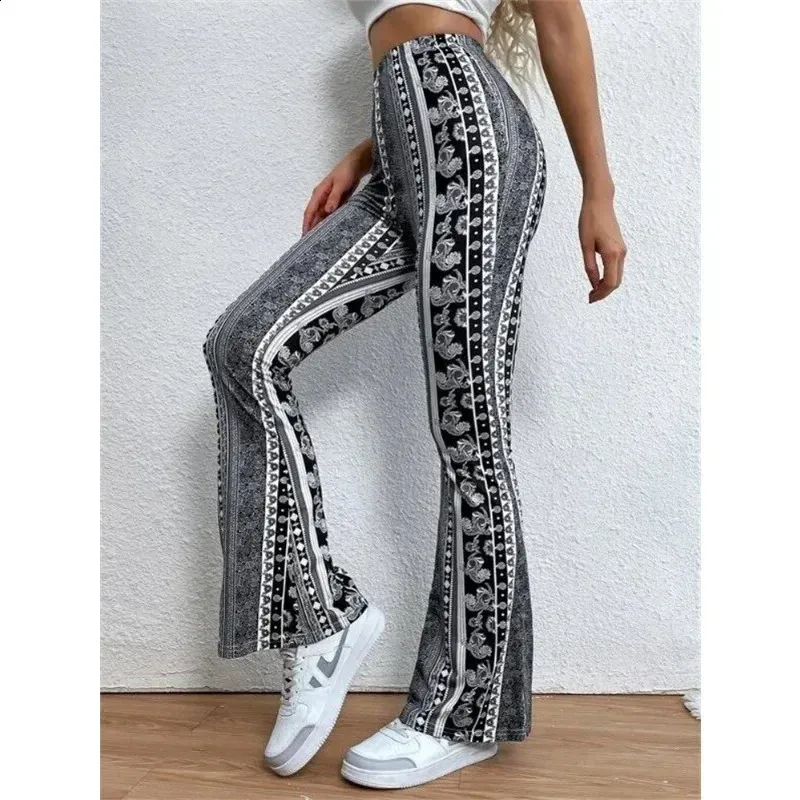 Vintage Printed High Waist Flare baggy pants for Women Vintage Printed High Waist Flare baggy pants for Women