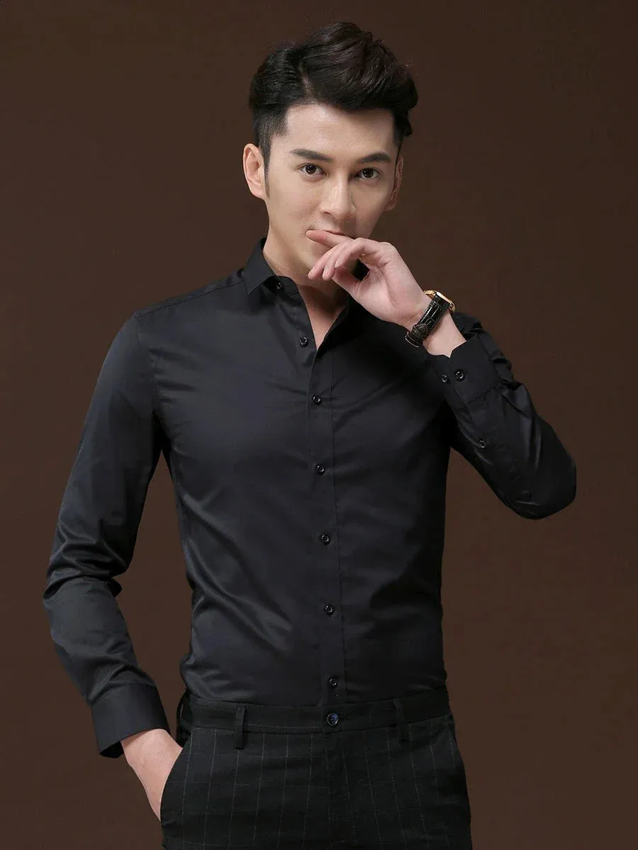Mens long sleeved slim fitting white business casual dress shirts with V-neck collar for school and four seasons from Dhgate Men's Dress Shirts - price 53.4 Mens long sleeved slim fitting white business casual dress shirts with V-neck collar for school and four seasons from Dhgate Men's Dress Shirts - price 53.4