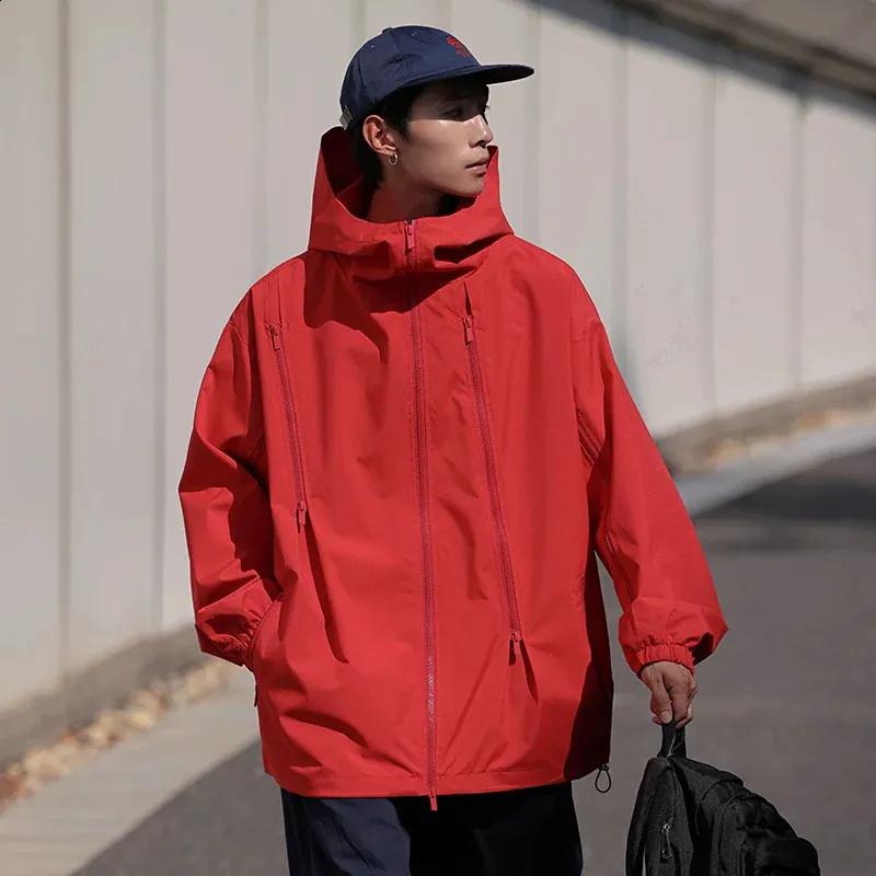 ジャケット・アウター BLESS Hoodedcoat Mens Jacket Spring Autumn Loose Casual Hooded Collar Solid