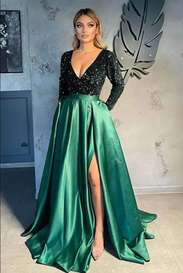 green emerald velvet dress Empire-Waist Long Corset-Back Prom Dress
