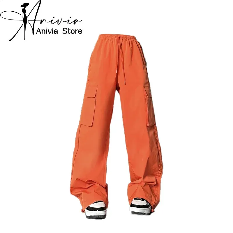 Vintage Orange ladies cargo pants for Women - Baggy Y2k Vintage Orange ladies cargo pants for Women - Baggy Y2k