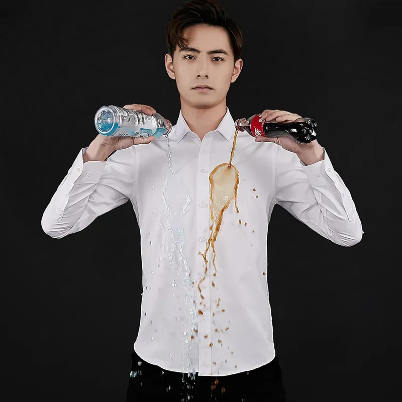 hydrophobic dress shirt Men's Autumn Slim Fit Long Sleeve Dress Shirt