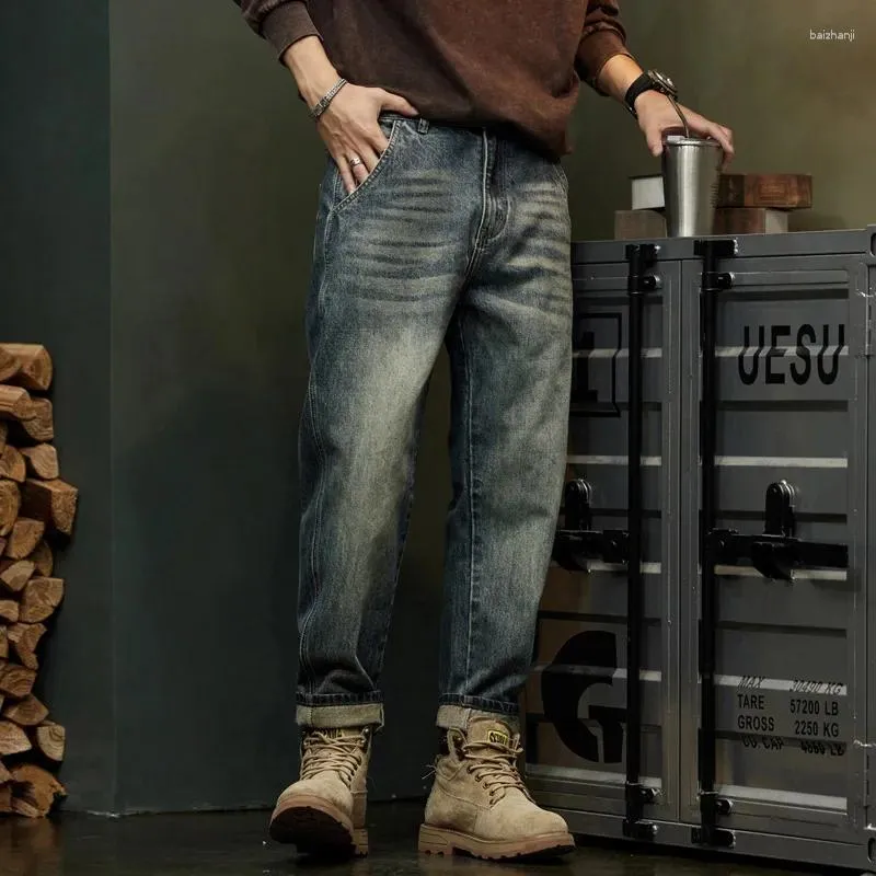 Pantalones vaqueros para hombre, pantalones holgados, holgados, estilo harén, ropa vintage, moda, bolsillos, patchwork, pantalones grandes, talla grande 40_voghion.com