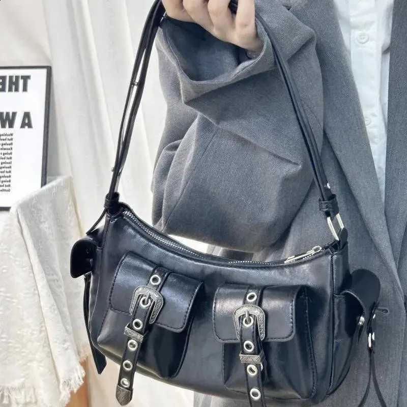 Vintage Leather Hobo Bag: Womens Cross Shoulder Bag, Y2k
