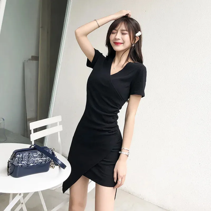 knee length dresses for ladies Ruffled Flutter Sleeve V-Neck Mini Dress Dark Navy / L main image 0