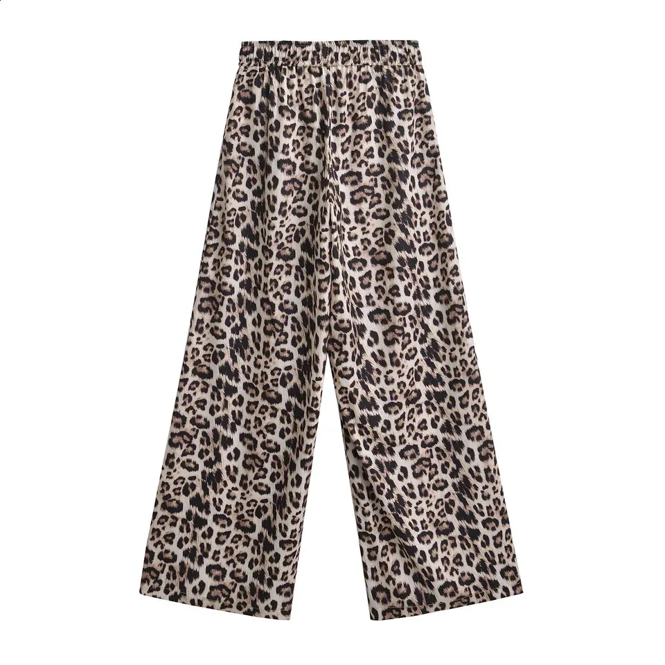 パンツ LEOPARD PRINT WIDE STRAIGHT PANTS SweatyRocks Women's Leopard Print Animal Wide Leg Pants