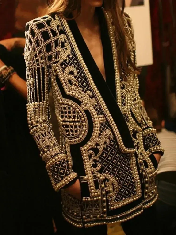 Women's Suit Jackets: Elegant Printed Blazer, Vintage Style Long Sleeve ...