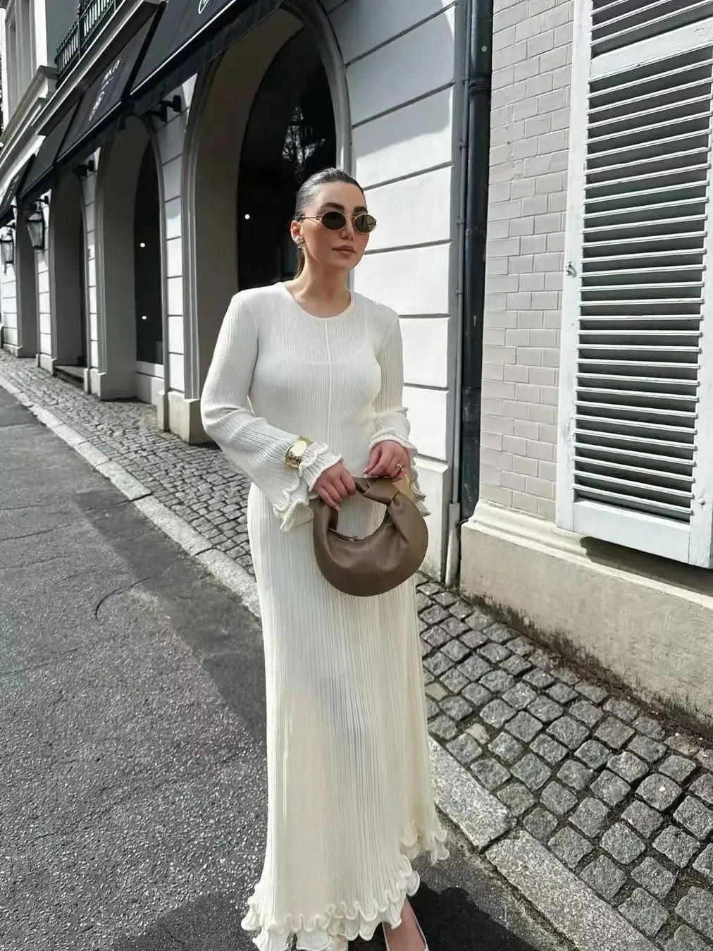fitted lace wedding dress Zeagoo Womens Casual Sweater Dress Square Neck Knit Long Sleeve Dress –  ZEAGOO main image 0