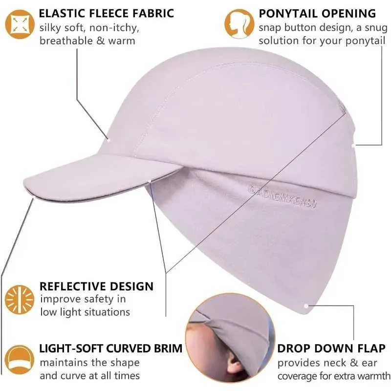 Cappello Invernale Per Donna Con Foro Per Coda E Paraorecchie - Riflettente, Per Sport Invernali - Foto 9