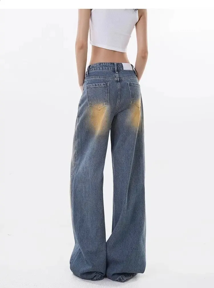 Harajuku Japan 2000s Women's Retro Blue Y2K baggy jeans