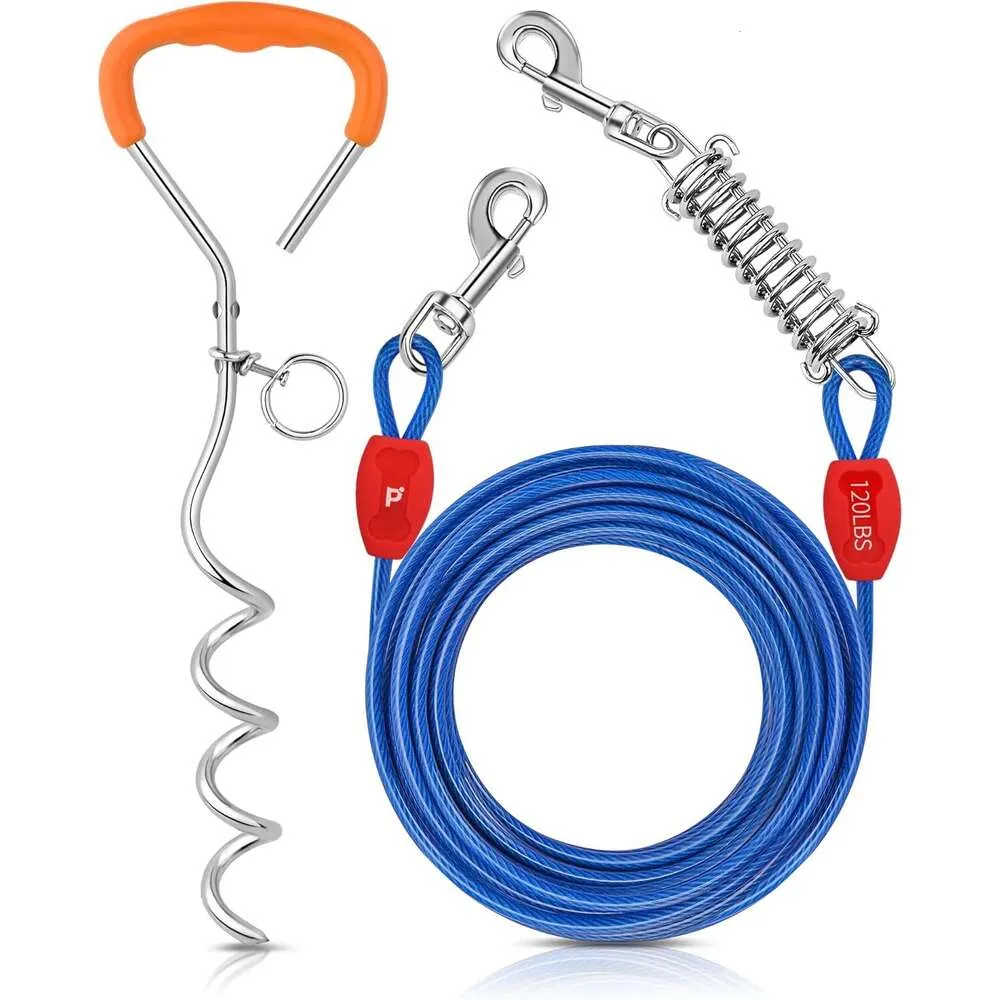 Bulk Petbobi Heavy Duty Dog Agility Equipment Tie Out Cable 30FT Length Spring No Tangle 16 Inch Ground Stake Ideal For Yard Camping And Beach Suitable For Medium To Large Dog Agility