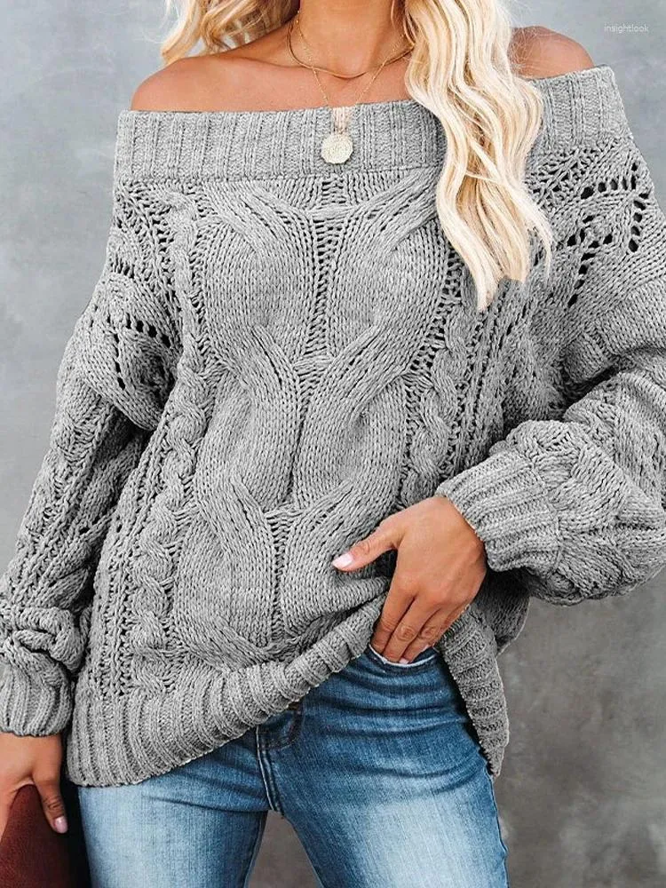 Cozy 2024 Autumn Winter Sweaters for Women: Sexy Off-Shoulder Slash Neck Solid Knitted Pullover Cozy 2024 Autumn Winter Sweaters for Women: Sexy Off-Shoulder Slash Neck Solid Knitted Pullover
