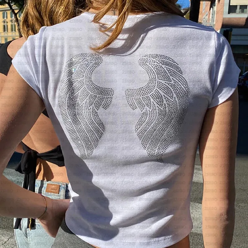 Y2K Harajuku Gothic Personality Casual Rhinestone Angel Wing