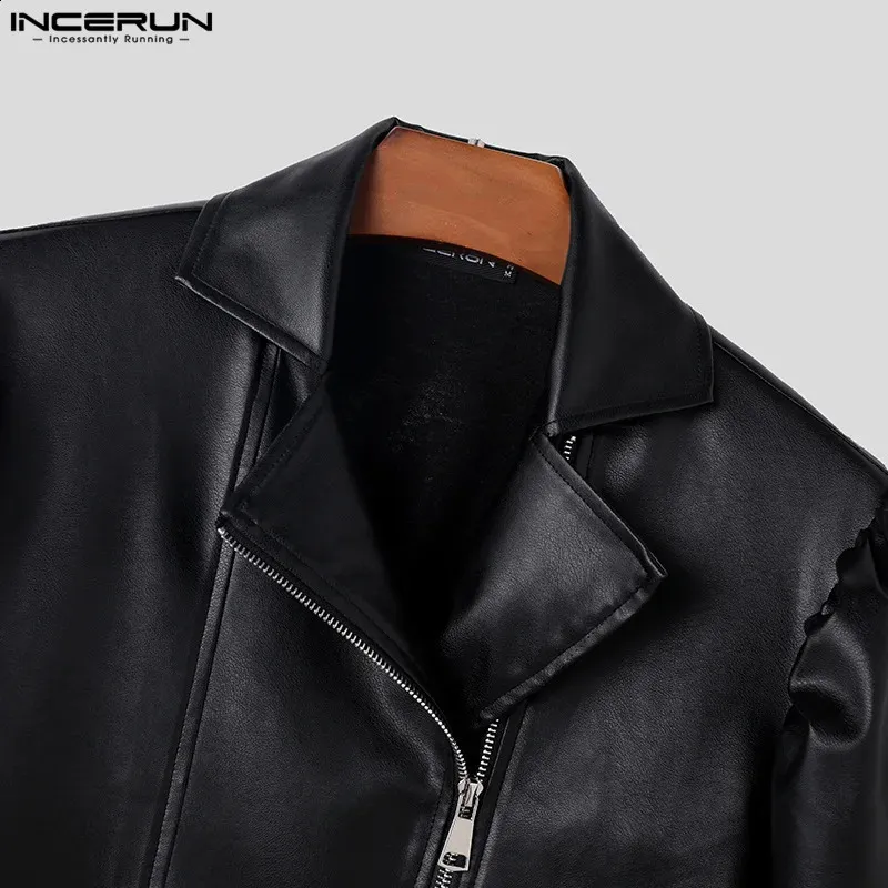 Mens Cropped Bubble PU Leather Motorcycle Locomotive Jacket