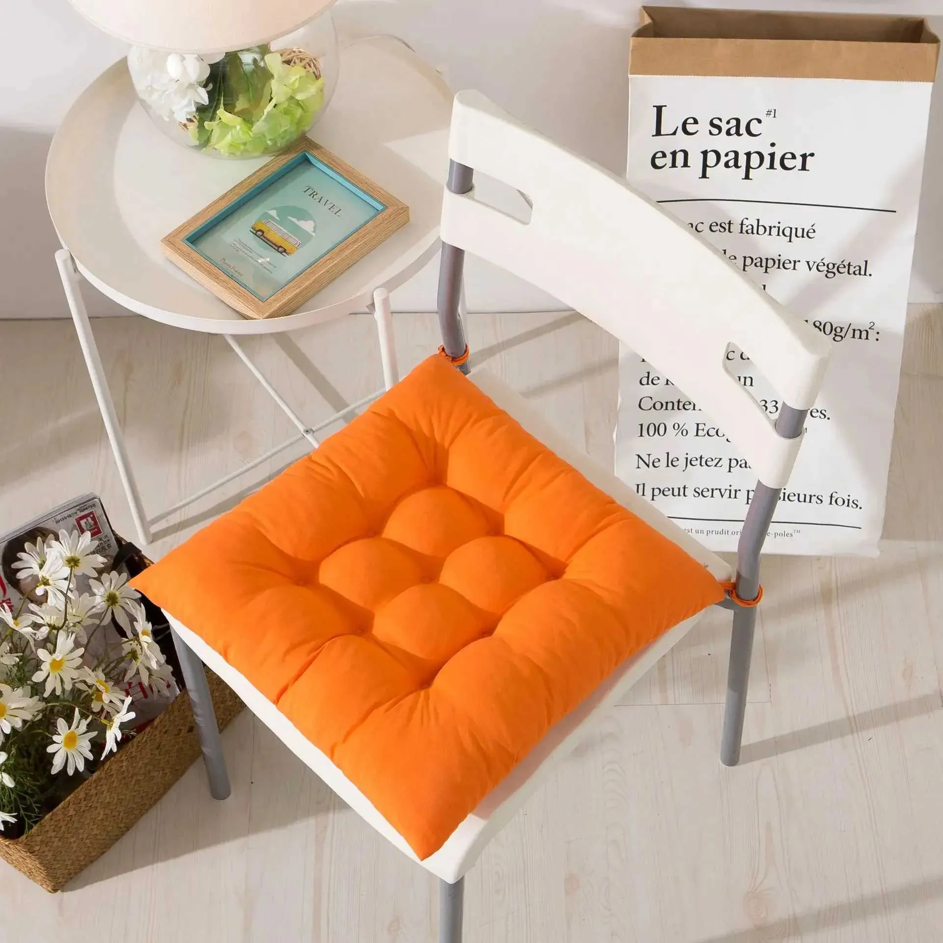 Solid Color Brushed Chair Cushion Thickened Comfortable Office Butt Dining Chair Seat Pad