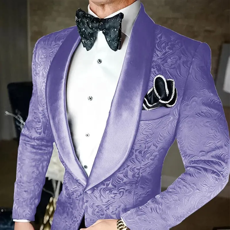 High-Quality Black Jacquard Men's 2-Piece mens suit for