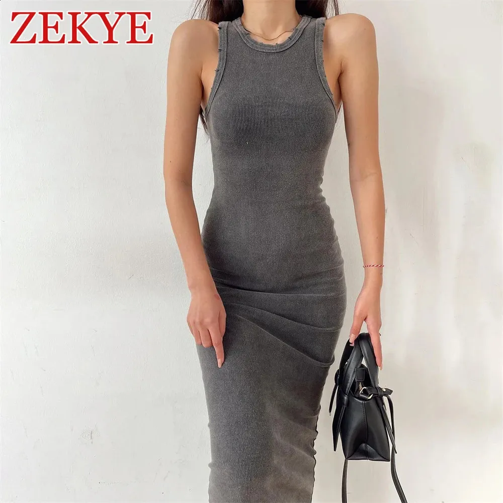 Zekye Knit Sleeveless Bodycon Dress  Round Neck Mid Length Casual Summer  Dress For Women From Sereinstore, $16.04 | DHgate.Com