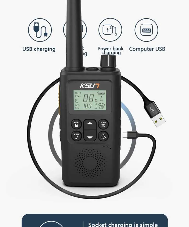 Ksun KSUN GZ30 Handheld PMR446 FRS Walkie Talkies 2 Pack Long Range UHF Two ...