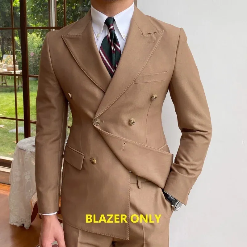 Mens Double Breasted Blazer Suit Jacket - British Style
