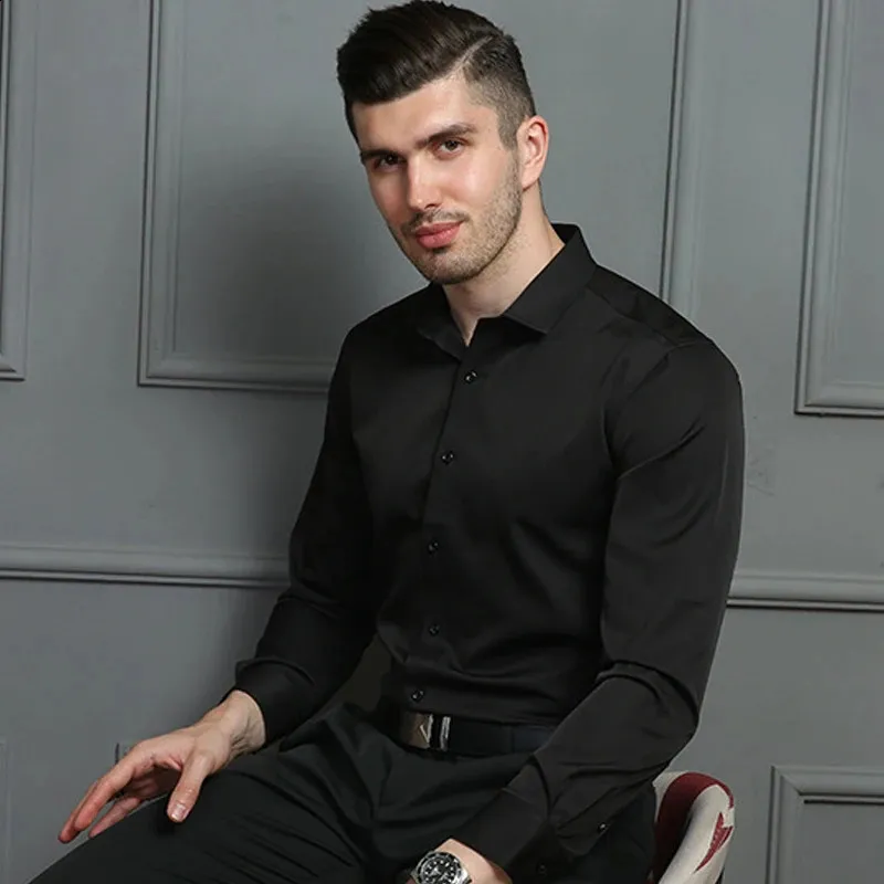 business casual black dress shirt Amazon.com: PJ PAUL JONES Mens Long Sleeve Button Down Shirts Wrinkle Free, Casual Long Sleeve Dress Shirts for Men Untucked Black : Clothing, Shoes & Jewelry